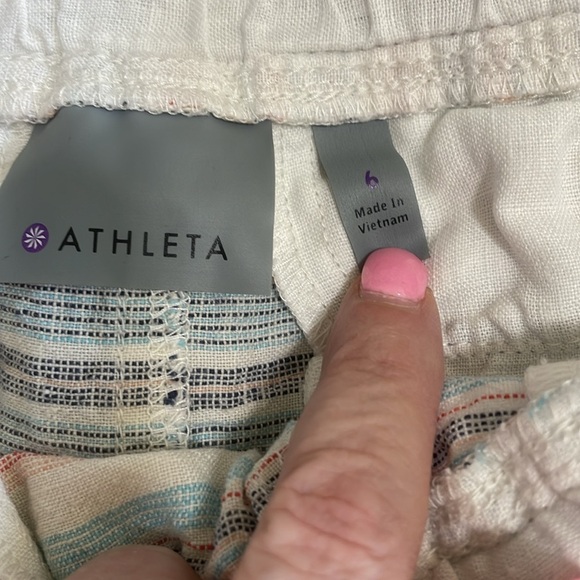 Athleta Jacquard Sandbar Shortie Linen Shorts Size 6 Small Beach Summer Pool EUC - Picture 8 of 10
